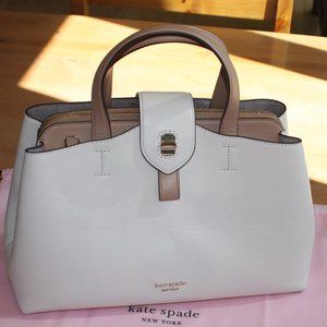Medium White and Tan Kate Spade Satchel